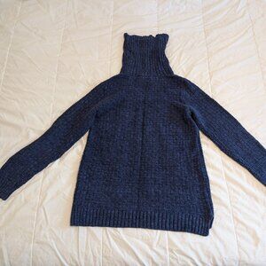 Hilary Radley Blue Textured Turtleneck Sweater M Cotton Blend